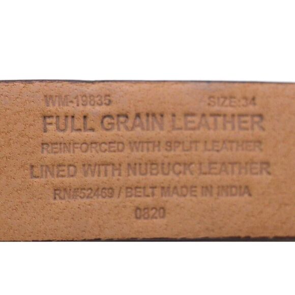 INDIA BROWN GENUINE LEATHER 1 1/4"Wd CASUAL DRESS MEN'S BELT Sz 34 (A96 - Picture 7 of 12